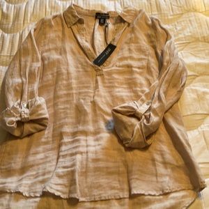 JNY Linen roll sleeve top
